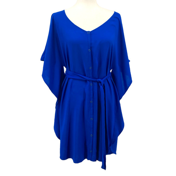 Jack by BB Dakota XS  Boho Blue & Me Forever Cobalt Blue Belted Cape Dress - Picture 1 of 10
